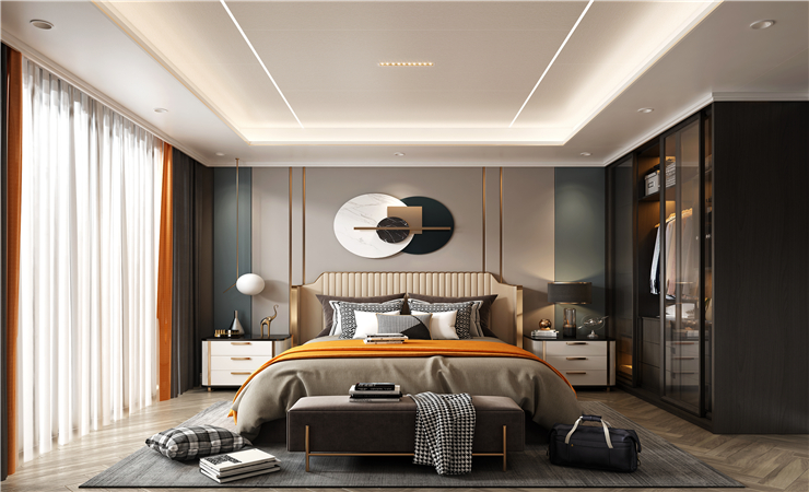 如果說(shuō)客廳電視背景墻是作為個(gè)人美學(xué)的體現(xiàn)，臥室的背景墻可以體現(xiàn)出業(yè)主品味。